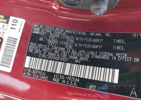 2017 Toyota Sienna Le 8 Passenger from USA, damaged, VIN 5TDKZ3DC0HS810922